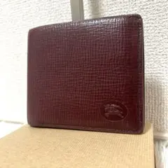 【希少✨ヴィンテージ/男女兼用】バーバリーズ　折り財布　バーガンディ　レザーのサムネイル