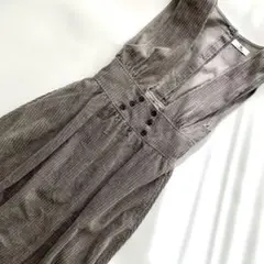 サニーレーベル　コーデュロイサロペットワンピース　グレー