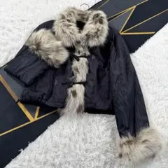 美品 ホワイトベアー フォックスファー コート ベスト 取外可 毛皮 AA269