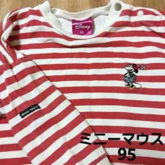 ミニー　トレーナー　95　ボーダー　ディズニー　保育園　キッズ　幼児　ベビー　赤