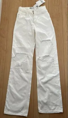 ZARA ホワイト ストレートデニムパンツ EUR34