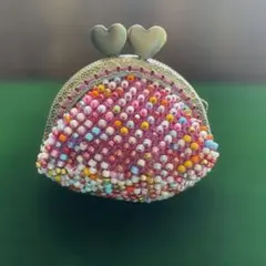 ビーズ装飾のがま口財布