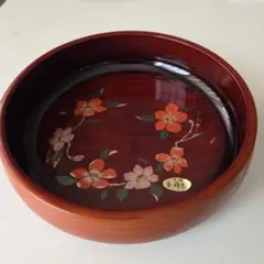 金蒔絵　お盆　菓子器　花のデザイン 約27cm　丸盆　塗漆器