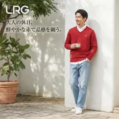 LRG エルアールジー Vネック セーター ニット M レッド キリン刺繍 綿のサムネイル