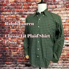 Lサイズ CLASSIC FIT チェックシャツ グリーン ラルフローレン