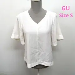 ★GU　ジーユー　レディース　Vネック　半袖カットソー　ホワイト　Sサイズ