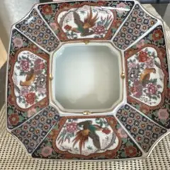 花鳥図 大型灰皿 金彩 陶磁器 装飾灰皿