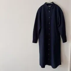 無印良品 綿100 ネイビー シャツワンピース M-L