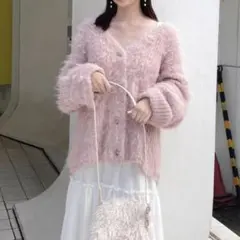 muguet pointe mohair knit cardigan pinkのサムネイル