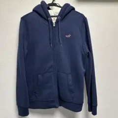ホリスター メンズ ジップアップパーカー 裏起毛 ブルー系