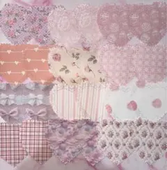 ダイカットペーパー ハートフリル ピンク系 24枚