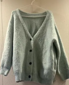 ミントグリーン Vネック カーディガン M