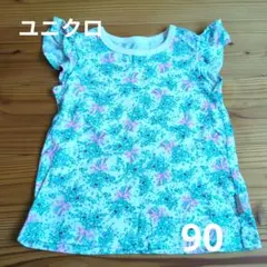 ユニクロ ポールアンドジョー　花柄 フリル袖 Tシャツ 90