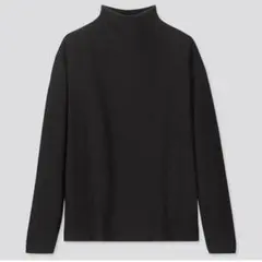 【新品】ユニクロ　ソフトニットフリース　モックネックT　ブラック　M