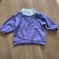petit main 紫色 トレーナー 重ね着風