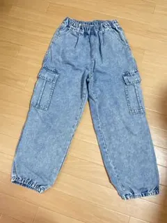 ホットドッグ刺繍デニムカーゴパンツ