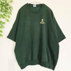 ジャージーズ 90s プリントスウェット 半袖 丸首 XL 緑 ストリート
