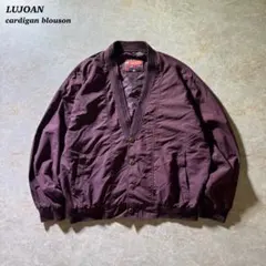 LUJOANカーディガンブルゾン古着ワインレッド短丈レトロCBOYユーロ当時物