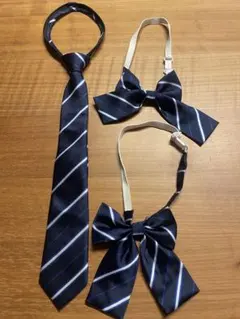 ネイビー ストライプ ネクタイ リボンセット