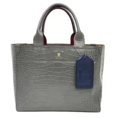 A.D.M.J. グレー クロコ調型押しレザー トートバッグ aq10828