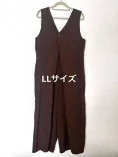 大きいサイズLLサロペットオールインワン茶色
