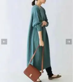 新品タグ付 SLOBE IENA グリーン ラムウール ロング ニットワンピース