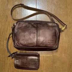 【PORTER / FRANK】ポーター レザーショルダーバッグ・ブラウン・馬革