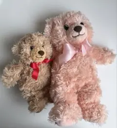 クマのぬいぐるみセット（ピンク・ベージュ）