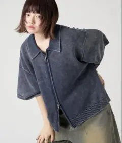 clel ヴィンテージデザイン 3Dジャガード半袖ニットポロ - メルカリ