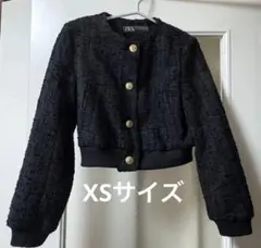 【ZARA】 テクスチャーボンバージャケットツイ ードS