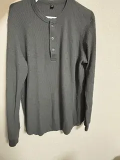 グレー ヘンリーネック 長袖カットソー Lサイズ