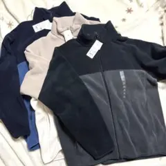 【タグ付き】ユニクロ　フリース　フルジップ　ジャケット　黒　灰　青　白茶　長袖