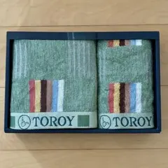 TOROY フェイスタオル ウォッシュタオル2枚セット グリーン色系
