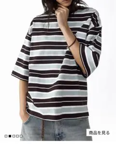 オーバーサイズ コットンTシャツ ボーダーのサムネイル