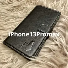 iPhone13Promaxケース 手帳型 本革 猫 新品未使用 プレゼント