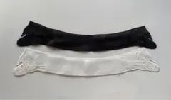 ハンドメイド　付け襟　付け衿　レース　スワン　白鳥　白　黒