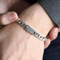 重厚感＆高級感★喜平ブレスレット銀色/幅広/4面カット/金アレ対応/ユニセックス