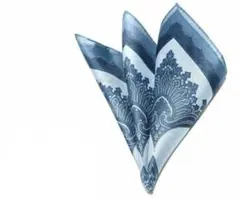 新品 ダーバン 定価6,600円 日本製 絹 シルクポケットチーフ ブルー