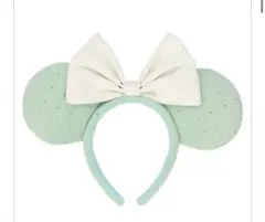 ディズニー　カチューシャ　キルティング　ミントグリーン
