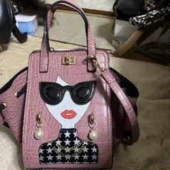 ピンク クロコダイル風 ハンドバッグ 2way ショルダー付き　3月中セール