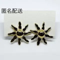 太陽デザイン ゴールド イヤリング　ネジバネ式　ヴィンテージ　レトロ　昭和