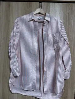 UNIQLO ピンク/ホワイトストライプ 長袖シャツ S