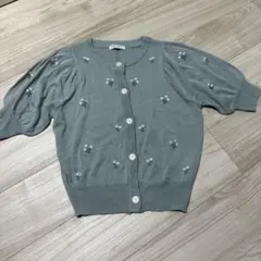 刺繍入りグ半袖カーディガン