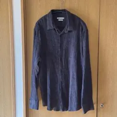 【美品】ZARA シワ加工 ブラックシャツ Lサイズ