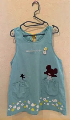 保育士　くまのがっこう　 水色エプロン クマ刺繍付き