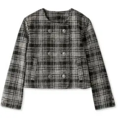 《美品》 snidel ツイードジャケット ブラック F キレイめ チェック柄