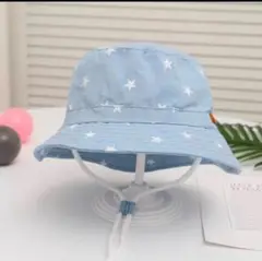 キッズハット 52センチ つば広 サファリハット キッズ 帽子 星柄 可愛い