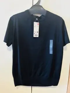【新品タグ付き】UNIQLO UV クルーネックセーター 半袖 ブラック Mのサムネイル