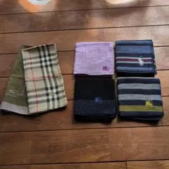 バーバリータオルハンカチ５枚、ラルフローレンタオルハンカチ１枚のセット