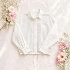 グリーンレーベルリラクシング ドロスト シアーシャツ 白 ワッシャー加工